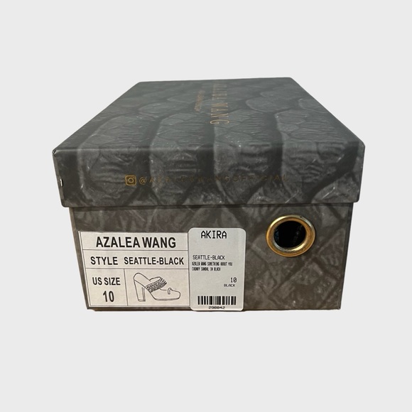 Azalea Wang Square Toe Sandal Chunky Heel Black - Picture 2 of 7